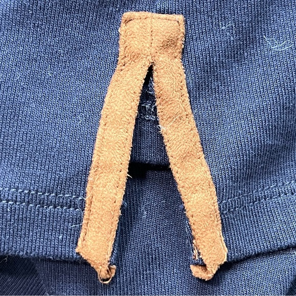 Ralph Lauren Navy Blue Long Sleeve Tunic Top with Brown Faux Suede Trim Detail - Picture 5 of 5